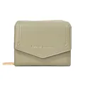 Women's short fold wallet in olive green with gold rivets and Forever Sunshine print - Green