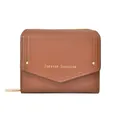 Brown faux leather trifold wallet with envelope flap and Forever Sunshine gold stamp - Brown