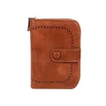 Portafoglio marrone vintage con dettagli brogue e chiusura a zip perimetrale - Marrone