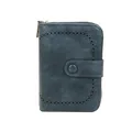 Cartera corta para mujer en azul verdoso con diseño troquelado y cierre de presión - Azul marino