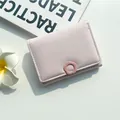 Portefeuille court rose en similicuir pour femme avec bouton pression fleur élégant - Rose
