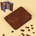Dunkelbraune Vintage Slim Lederbörse für Herren mit praktischem Multi-Slot-Kartenhalter - Dreifach gefalteter Stil / Kaffeebraun