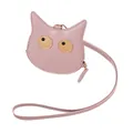 Portamonete a forma di gatto rosa in pelle PU per donna con tracolla lunga - colore fagiolo rosso