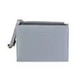 Light blue pebbled leather short wallet with zip closure and Classic Star silver logo - Blue