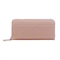Portafoglio lungo da donna in pelle rosa con cerniera e tasca frontale piatta - Rosa
