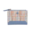 Hemelblauwe geweven tweed portemonnee met gouden rits en Forever Sunshine-opdruk - Blauw