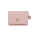 Piccolo portafoglio rosa minimalista con fiocco dorato e ciondolo a forma di cuore - Rosa (C325-69)
