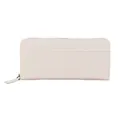 Portafoglio lungo color crema con cerniera e raffinata trama in pelle martellata - Bianco