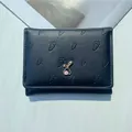 Portefeuille noir mignon à trois volets avec motifs carottes et boucle lapin en métal - Noir