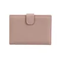 Slim dusty rose leather passport wallet with pebble texture and snap fastener for women - Pink