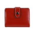 Red leather A7 loose-leaf planner wallet with buckle closure and white stitching detail - Outer Shell Only / Red