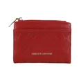 Portafoglio corto rosso in pelle trapuntata a rombi con zip e scritte argento eleganti - Rosso ciliegia