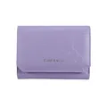 Elegante lavendel damesportemonnee met crinkle lederen textuur en zilveren logo - Paars