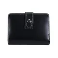 A7 black leather journal wallet with white contrast stitching and snap button closure - Outer Shell Only / Black