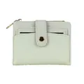 Short mint green pleated wallet with gold snap button and metal zipper for women - Light Green