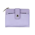 Lavender purple minimalist short wallet for women featuring stripe texture and snap closure - Light Purple