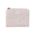 Petit portefeuille rose pour femme avec motif floral, matelassage et fermeture éclair dorée - Rose Clair
