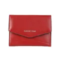 Klassische rote Brieftasche aus Crossgrain-Leder mit Silberlogo und Dreifachfalz - Weinrot