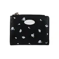 Short floral wallet for women with black quilted leather and blue flower patterns - Black