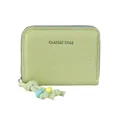 Porte-monnaie en cuir vert clair avec imprimé Classic Star et détail de perles - Vert