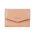 Portefeuille enveloppe rose pâle à texture croisée avec logo argenté Classic Star - Rose