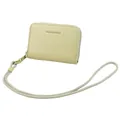 Light yellow-green macaron wallet with pebble leather texture and neck strap - Light Green