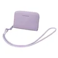 Lavender faux leather small wallet with crossbody strap and gold text detail - Purple
