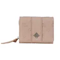 Pale pink clover embossed short tri-fold wallet for women with silver floral hardware - Pink