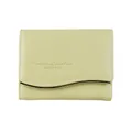 Short pale green women's wallet with wave metal trim and faux leather texture - Light Green