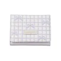 Short tri-fold wallet for women in light purple plaid with a cute bowknot print - Light Purple