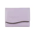 Short lavender leather wallet for women with golden wavy hardware and textured finish - Light Purple