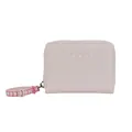 Pink faux leather short wallet with three cute cat embroidery and matching hand strap - Light Pink
