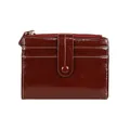 Deep red vintage bifold leather wallet with card slots and contrast stitching - Burgundy