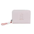 Light pink cute cartoon bear coin purse with happy day print and wrist strap zip - Light Pink