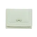 Mint green trifold wallet with bow decoration and fine stitching for women - Light Green