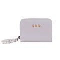 Minimalist light purple square coin purse featuring cute yellow cartoon bears and wrist strap - Light Purple