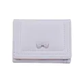 Three-fold lilac purple bow wallet for women with high-quality vegan leather texture - Light Purple