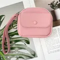Mini portafoglio rosa in pelle martellata con cinturino e anello portachiavi - Rosa chiaro
