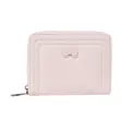 Cartera corta rosa para mujer con lazo y cremallera, diseño elegante en cuero sintético - Rosa Claro