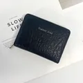 Black woven texture coin purse with silver CLASSIC STAR logo and beaded zipper puller - Black
