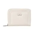 Cartera corta para mujer color blanco crema con lazo y cremallera en cuero sintético - Blanco