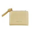 Minimalist light yellow leather card holder wallet with a classic star gold print - Light Yellow