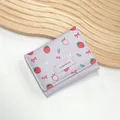 Joli portefeuille trifold lavande avec motif fraise et nœud pour femmes - Violet Clair