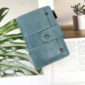 Petit portefeuille rétro pour femme en cuir PU bleu Morandi avec surpiqûres - Bleu Pâle