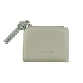 Pale green minimalist leather zipper wallet with knot pendant and classic star print - Green