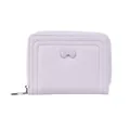 Short lavender zipper wallet with a cute bowknot detail and matte PU leather finish - Light Purple