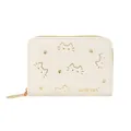 Cartera pequeña de cuero PU blanco para mujer con estampado de gatos y cremallera dorada - Blanco Roto