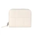Quilted cream minimalist short wallet with silver zipper and multi-slot accordion design - Off-white