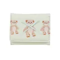 Mint green three-fold wallet with cute teddy bear pattern and blue ribbon bow - Light Green