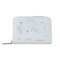 Cartera corta de cuero PU azul claro con motivo de gato y cierre de cremallera - Azul Pálido